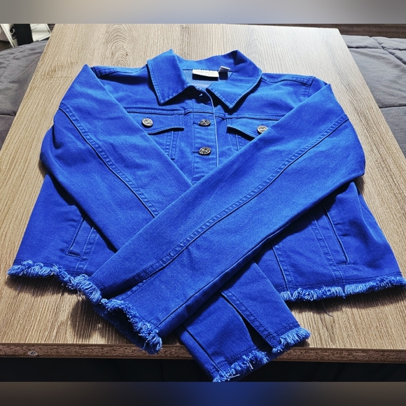 Womens Graver Jean Jacket With Fray Royal Blue Size XS - Picture 1 of 10